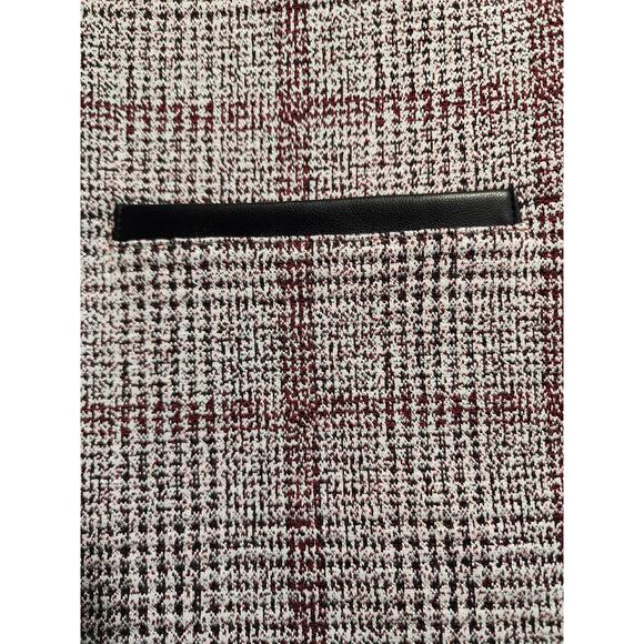 Ann Taylor Houndstooth Plaid Side Button Pencil Skirt Faux Leather Skirt Set 10 - Picture 7 of 8